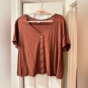 Old Navy Women's Terracotta Button-Down Shirt